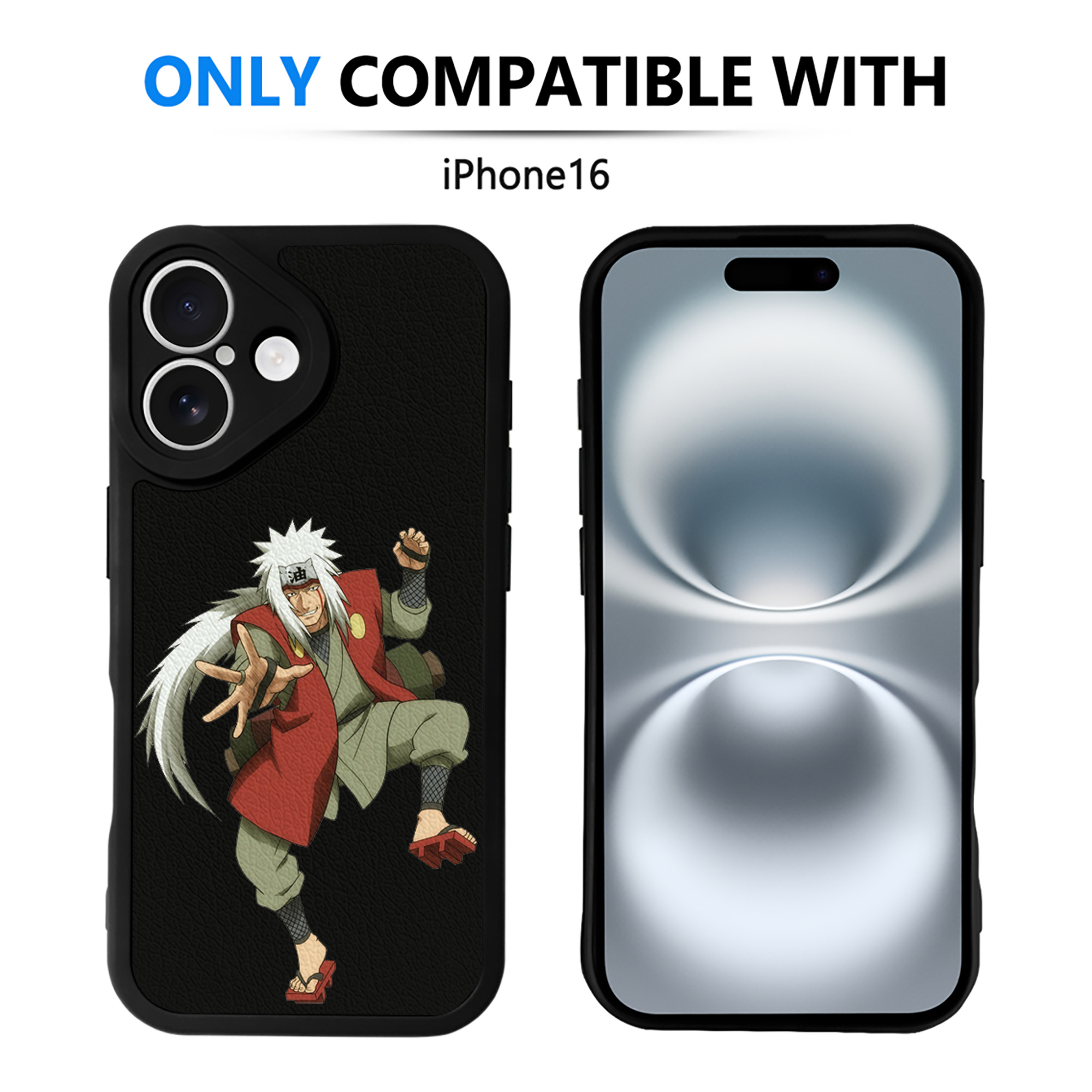 （画像用） NARUTO -ナルト- 自来也（じらいや） Jiraiya 【iPhone 16シリーズ対応】シリコンスマホケース（レザー調） 材質：シリコン
